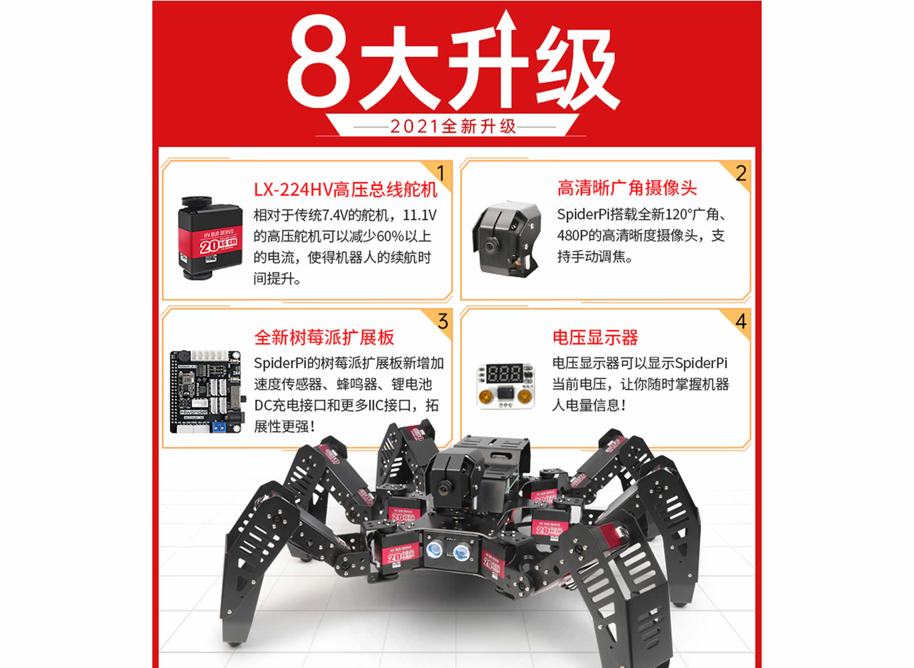 SpiderPi 智能視覺(jué)六足機(jī)器人